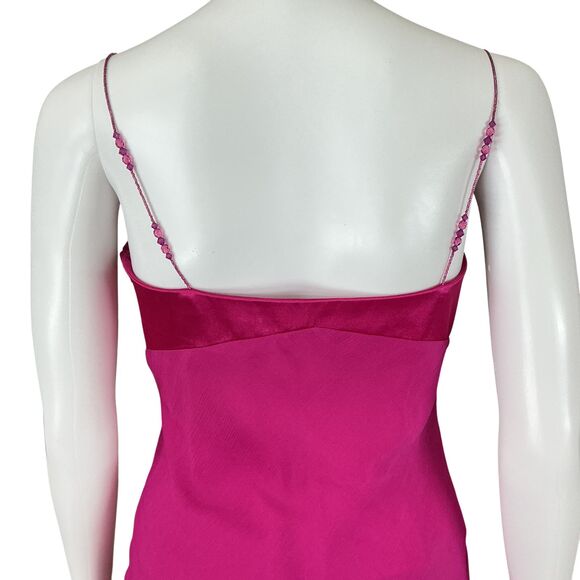 Vintage Silk Slip Dress Size 2 Pink Rhinestone Asymmetric Shelli Seagal Y2K 90s - Picture 11 of 16